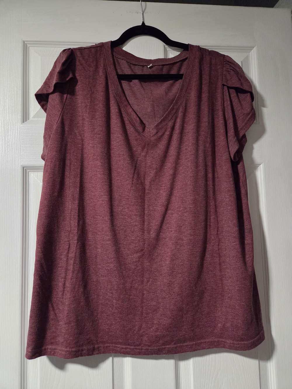 Women’s V-Neck Short Sleeve Top - Burgundy
